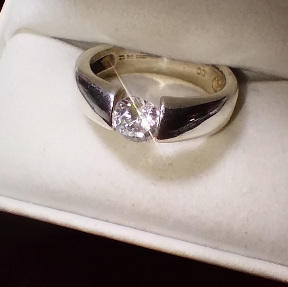 Rare Vintage Solitaire Tension Ring, 925 Sterling, Unisex